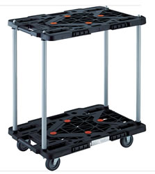 メッシュ二段台車600Ｘ400(自在・固定タイプ)M227PK-6020BK