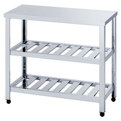 ステンレス作業台(スノコ棚板型SUS430)M1949T2S-450T