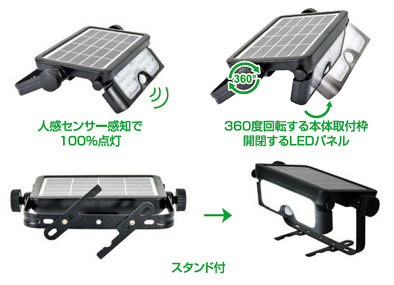 屋外型ソーラーLEDセンサーライト /M1076SOL-5PIR60KN | シロ産業 |