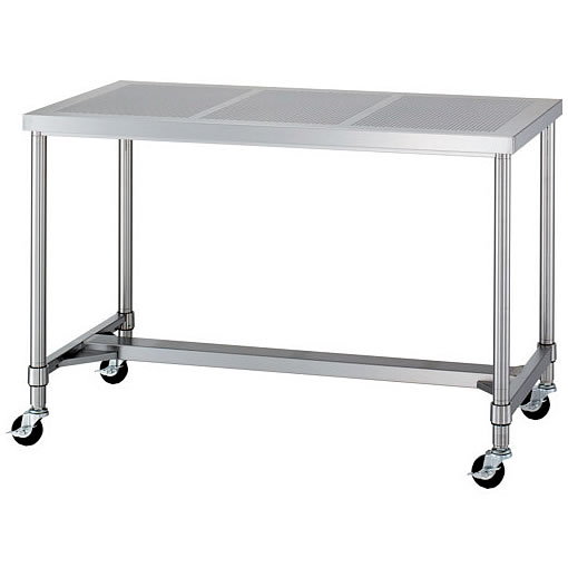 φ75mmキャスター付パンチング天板作業台(H枠)M253HC430-P09060S-U75