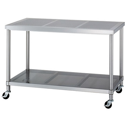 φ75mmキャスター付パンチング天板作業台(パンチング棚)M253PBC430-P09060S-U75