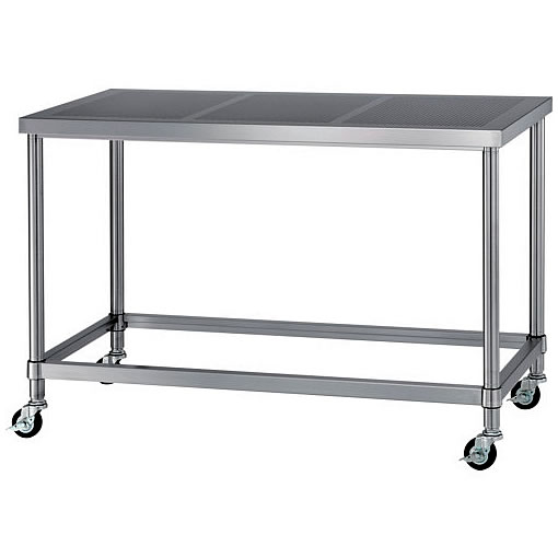 φ75mmキャスター付パンチング天板作業台(四方枠)M253ZC430-P09060S-U75