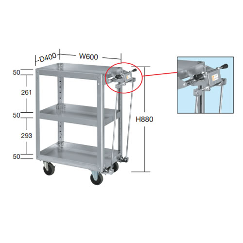 ハンドブレーキ付アルミワゴン台車/M350EBMR-150HBALK