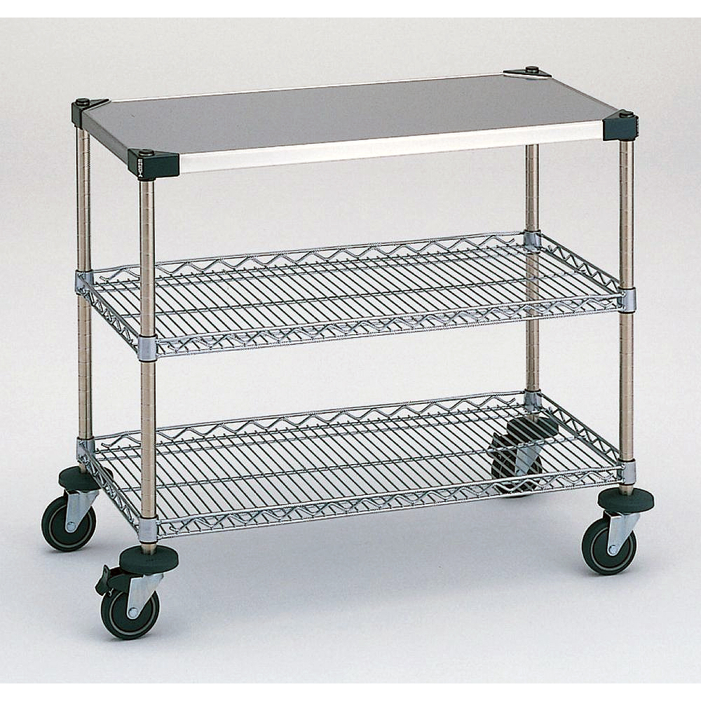 三段ワゴンハンドル無し（フラット天板1枚+網棚2枚） /M469WT2-MUE