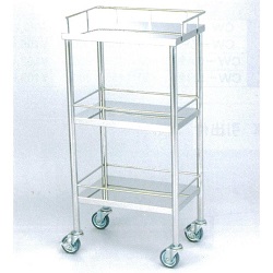 抗菌ステンレス3段ワゴン 手摺付(450×300×800)/M913CO-5717C