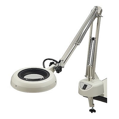 蛍光灯照明拡大鏡丸型レンズ・フリーアーム式（2倍）MA77GHT-F-X2T