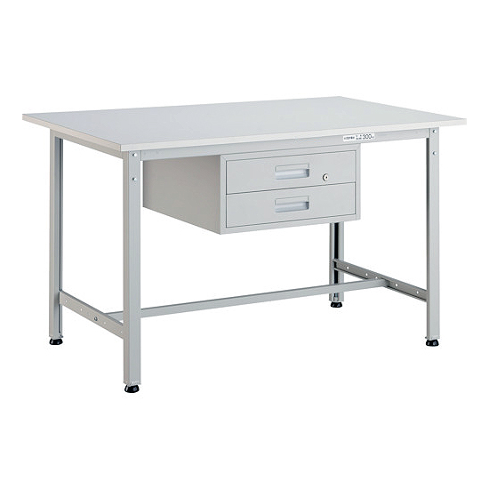 軽量作業台２段引出し付(ポリ化粧天板)ホワイトM227LWAE-0960F2WT
