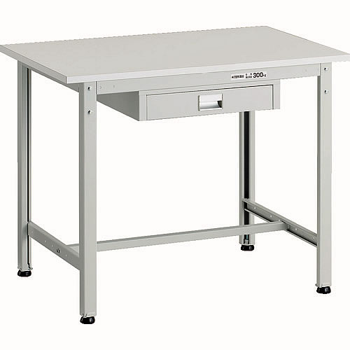 軽量作業台薄型1段引出し付(ポリ化粧天板)ホワイトM227LWAE-0960UDC1WT