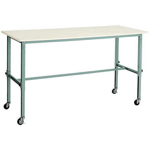 伸縮高さ軽量作業台80kgΦ75mmキャスター付(ポリ化粧天板)ホワイトM227MAEM-0960C75WT