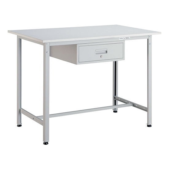 軽量立ち作業台1段引出し付(ポリ化粧天板)ホワイトM227MHAE-0960F1WT
