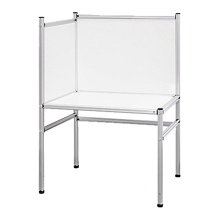 L字ホワイトボード衝立パネル付き軽量作業台/M3274ALO-600LST