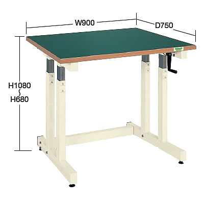 手動ハンドル式昇降作業台（リノリューム天板）M350D-097FENS