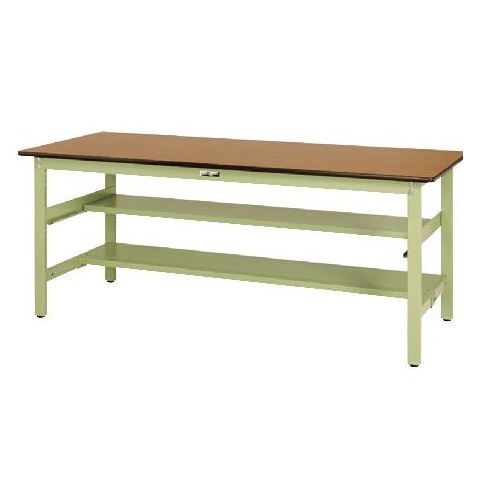 軽量作業台中間棚二段付ポリエステル天板(300kg高さ740)M835WP-1890TS1-MG