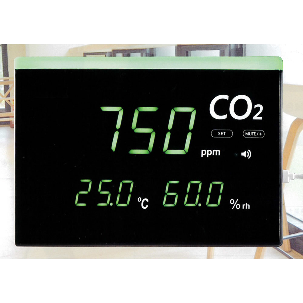 デジタル温湿度二酸化炭素表示換気モニターMC15KM-61ST