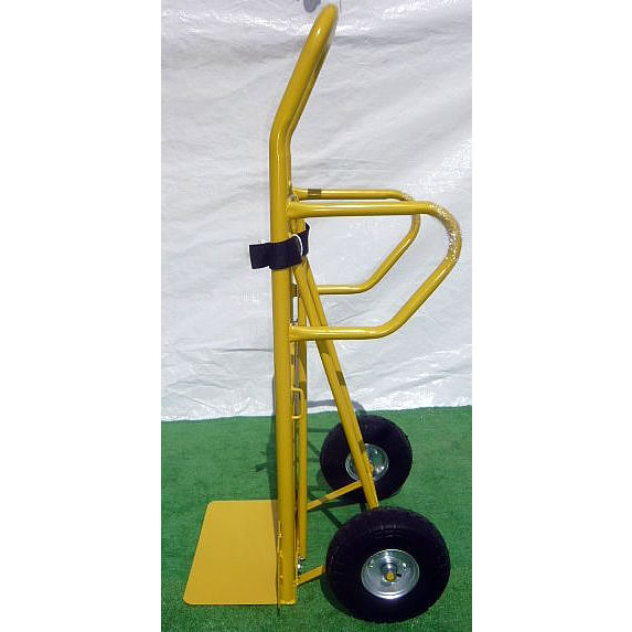 大型荷台ノーパンクスチール製二輪運搬台車ネコ付(荷崩れ防止ベルト通し付)/M1420NP2-1073YT