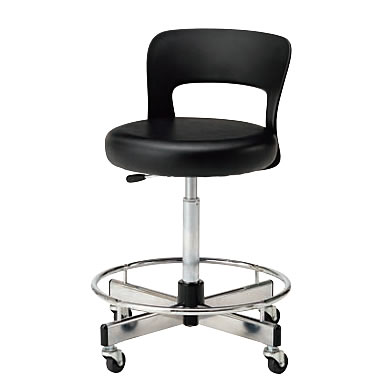 背もたれ付き高作業用チェア（リング付きメッキ脚）M536A-36LZN