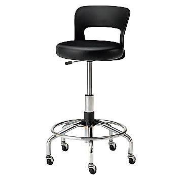 背もたれ付き高作業用チェア（リング付きメッキ脚）M536A-MT5ZN