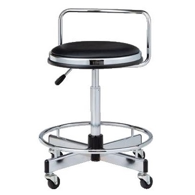 クロームメッキ脚背パイプ付き作業用チェア　キャスター仕様M536D-16LNZN