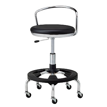 背パイプ付き高作業用チェア（帯電防止樹脂ステップ付きメッキ脚）M536SM-MT7-STZN