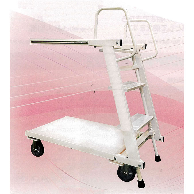 ステップ付き2段台車 ピックカート 脚立＆台車 最大積載質量150kg PKC02 ホワイト 業務用 脚立付台車 ステップカート 2段台車 踏み台 昇降 台車 脚立 台車＆脚立 : 静かな 樹脂台車 2段 積載荷重150kg 静音 PH1510P-2