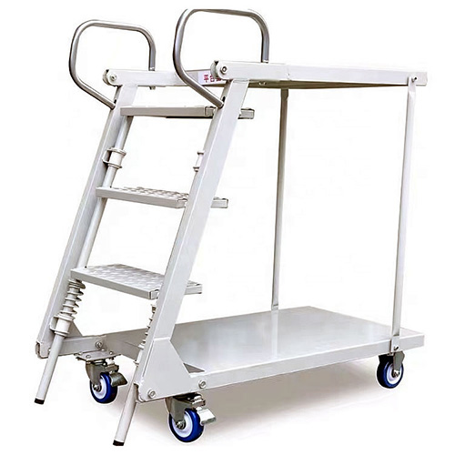 中古配送時箱破損ステップ付ピッキング台車　品番M3443SP-95N Z-0987-3