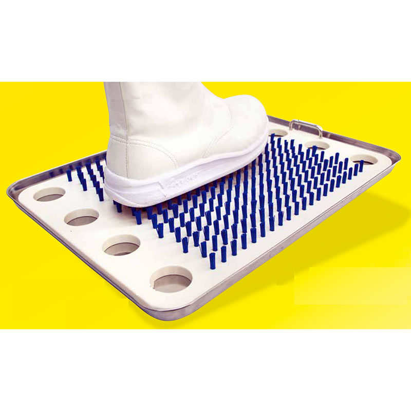 靴底洗浄ブラシ板ステンレス受け皿付/M3408SBP-4432H