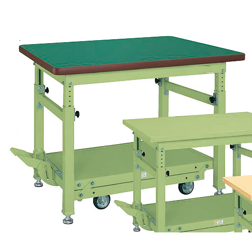 ペダル昇降移動式重量作業台　500kg（1200×800mm）リノリューム天板/M350PTKW-128FDS