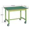 キャスター付き中量作業台（900×600×825）リノリューム天板/グリーン/M350KT-C383FENBS