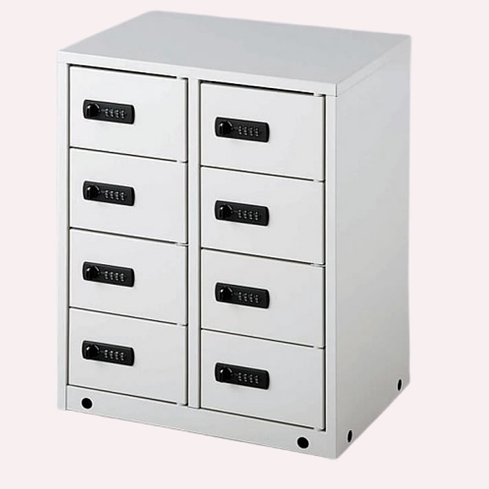鍵付き貴重品ロッカー（8人用）配線穴あり/M2314VL-EA353K | シロ産業 |