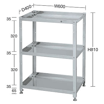 ステンレス小型作業台固定ワゴンＳＵＳ４３０/M350N4-6083S