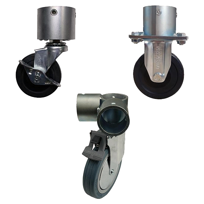 屋内単管パイプキャスター金具コーナータイプ（φ75mm自在型）/M4250SPJ-JK75S