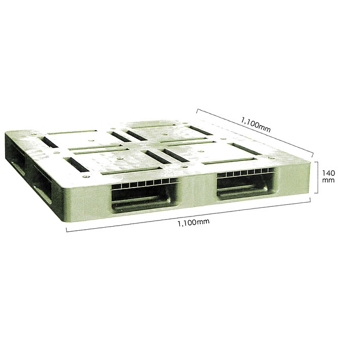 再生リサイクルプラスチックパレット片面4方差しハンドリフト対応(1100×1100×H140)/M4288ER-R1-1111W