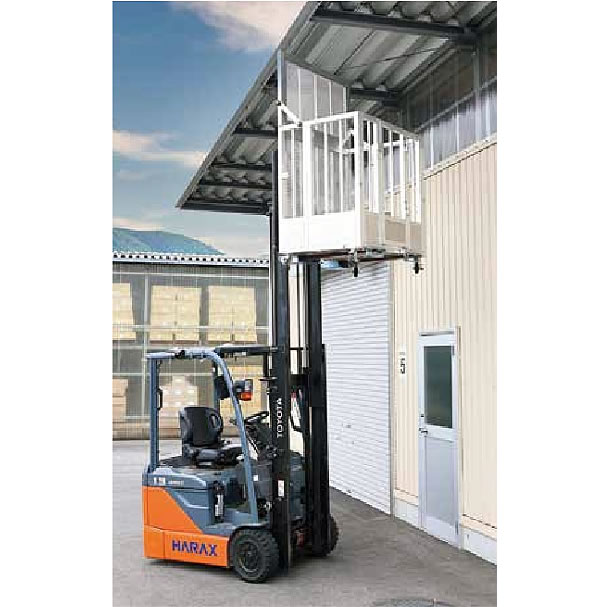 フォークリフト用アルミ高所作業台（1100×800×1890）キャスターストッパー付/M453AL-11818FES