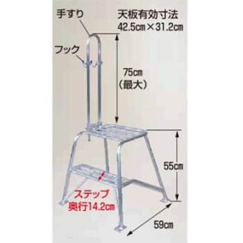 アルミ高所作業二段ステップ踏み台/M453AL-55H