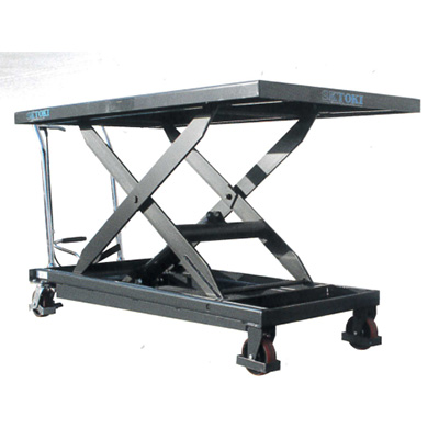 大型テーブル手動油圧台車リフト均等荷重500kg(テーブル寸法W810×1600mm高さH290〜915mm)/M463HL-81160PL