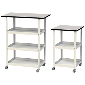 塩ビシート天板付きワゴンRoHS2指令対応（450×450×H738）棚板2枚付/M651RC-S4545GYWY-T2