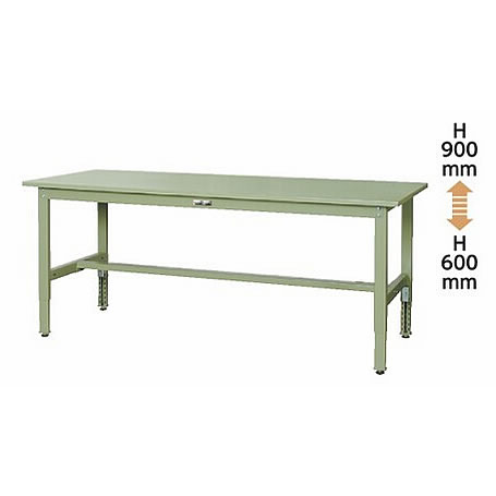 伸縮脚軽量作業台(H600～900mm)スチール天板グリーン脚部グリーン/M651WSA-1890-GG