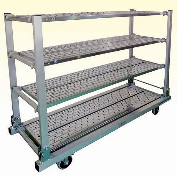 アルミ軽量簡単組立軽量棚台車(床板１枚棚板３枚付)/MB25LKT-1850N4S