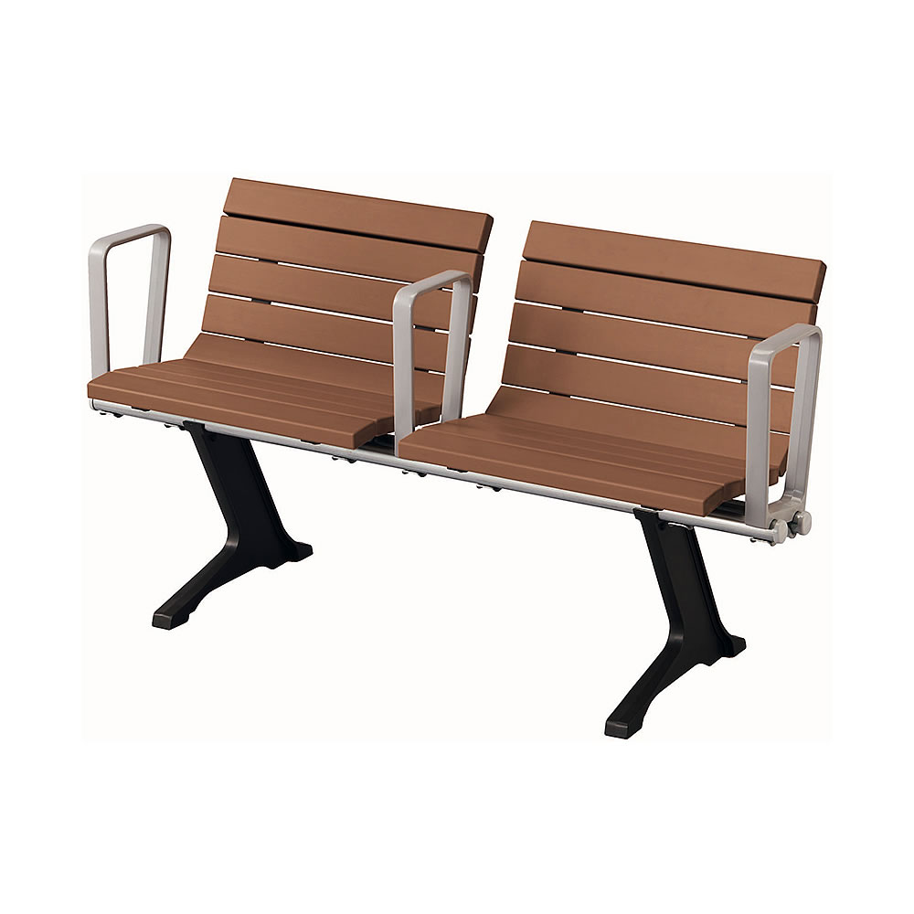 屋外対応2人掛けベンチ（再生木材EMウッド）/M3472RB-AA210M-EM