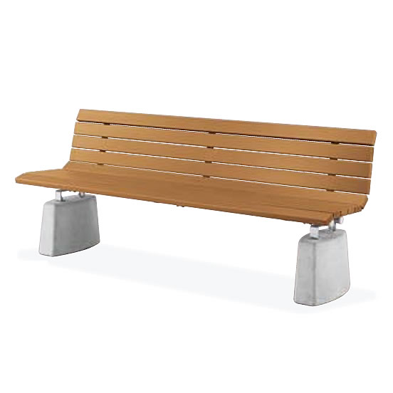 屋外ベンチ　背もたれ付き（再生木材EMウッド）コンクリート脚仕様/M3472RD-C1800NM-EM
