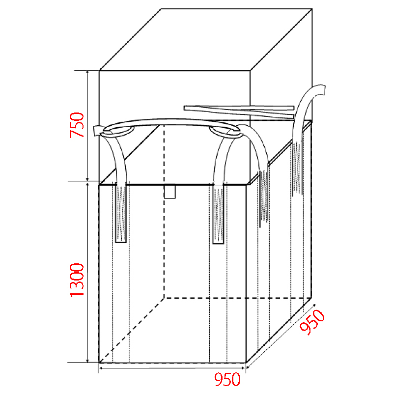 食品衛生法適合角型フレコンバック（950x950xH1300）10枚入/M4408FLS-9911BN