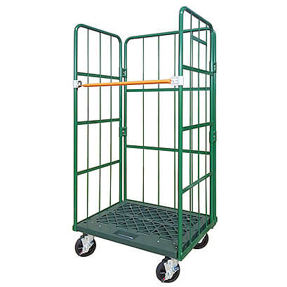 スチール製カゴ台車（800×600×1700）グリーン/M468RC-080060Y-PG