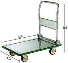 ステンレス製折りたたみ式ハンドル台車