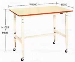 キャスター付高さ調整軽量作業台M350CK-126FRS