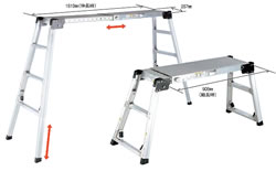 四脚調整天板伸縮高所作業台足場M154EE25-1509N