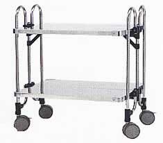 ステンレス折りたたみワゴン(フラット棚板)M488GAM-2FFP