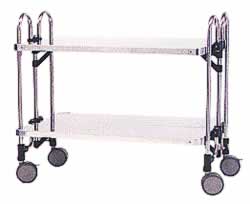 ステンレス折りたたみワゴン(フラット棚板)M488GAW-2FFP