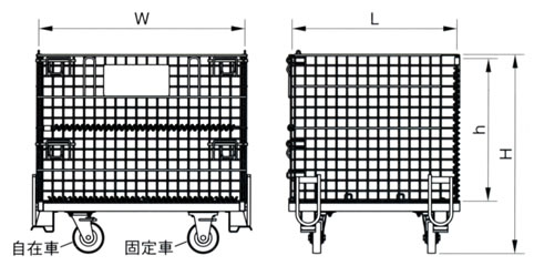 吊上式メッシュパレット（フタ・キャスター付）/M2205M-LPT2Cシリーズ