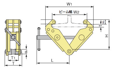 ビームクランプ(H型鋼I型鋼)/M303BNH-1TON/測定/包装/物流/専門