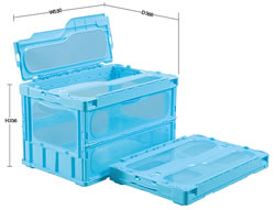 カラー透明折りたたみコンテナ(ブルー)M350L-50TMBLS